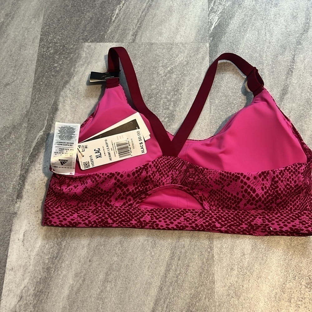 Adidas Light Support Sports Bra XL cups A-C pink & maroon racerback - Picture 5 of 8
